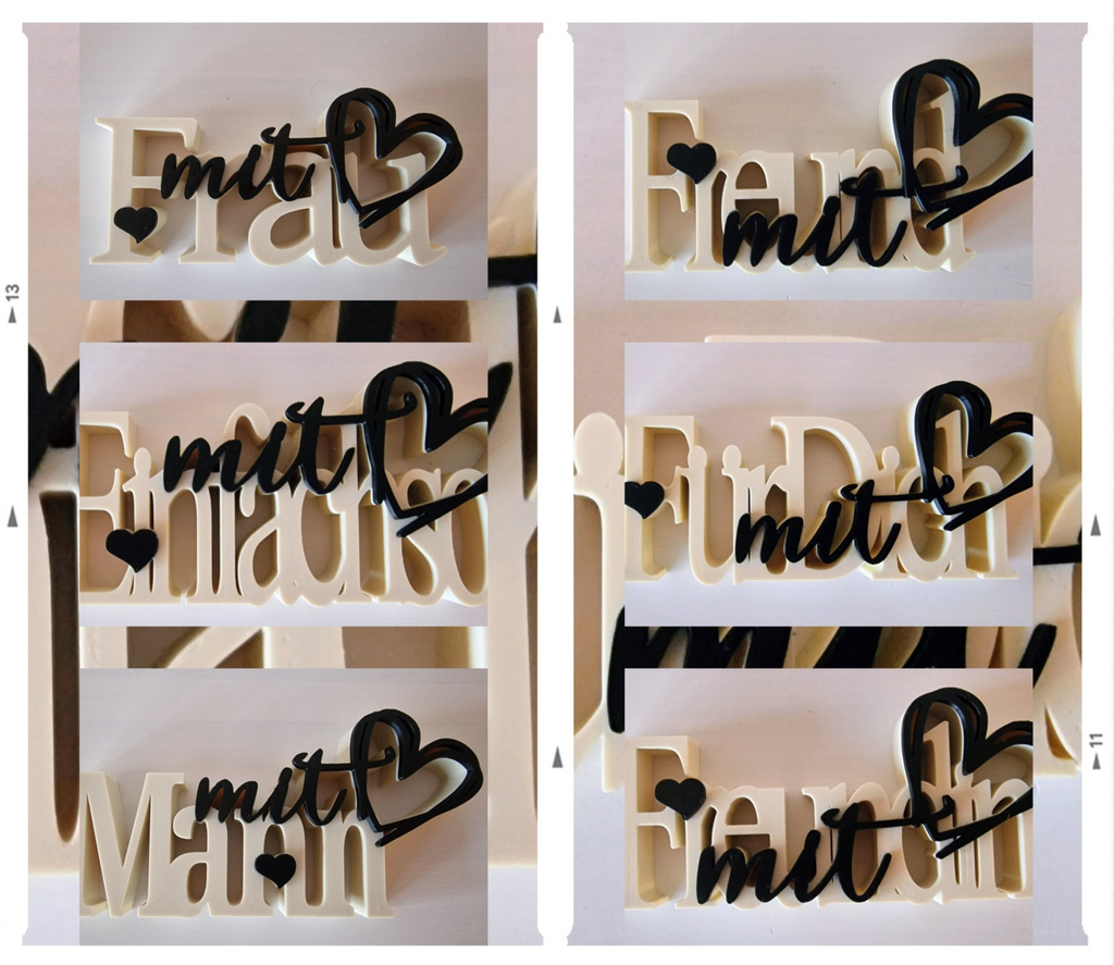Schriftzug "mit Herz"