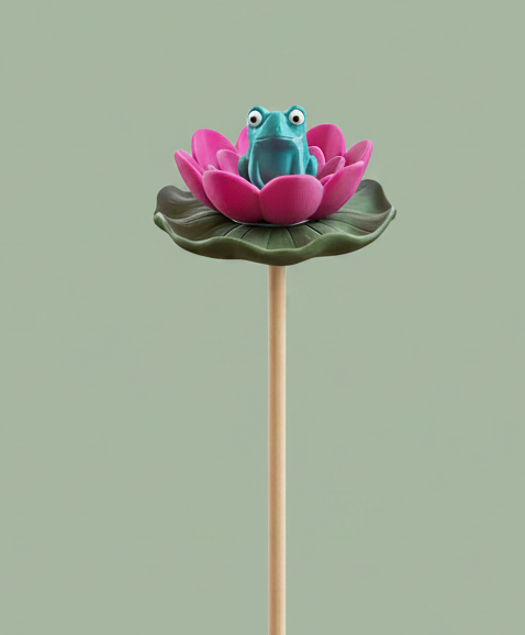 Frosch Fridolin – Seerose schwimmend oder als Gartenstecker