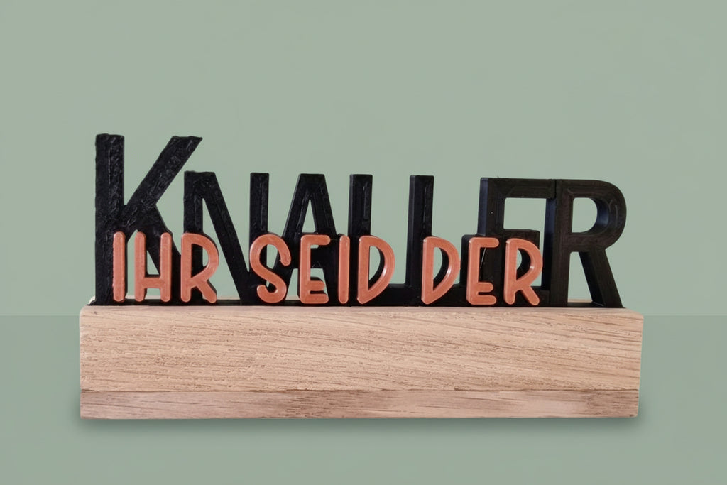Klötzchenschriftzug Ihr seid der Knaller/ Du bist der Knaller
