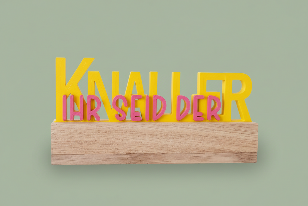 Klötzchenschriftzug Ihr seid der Knaller/ Du bist der Knaller