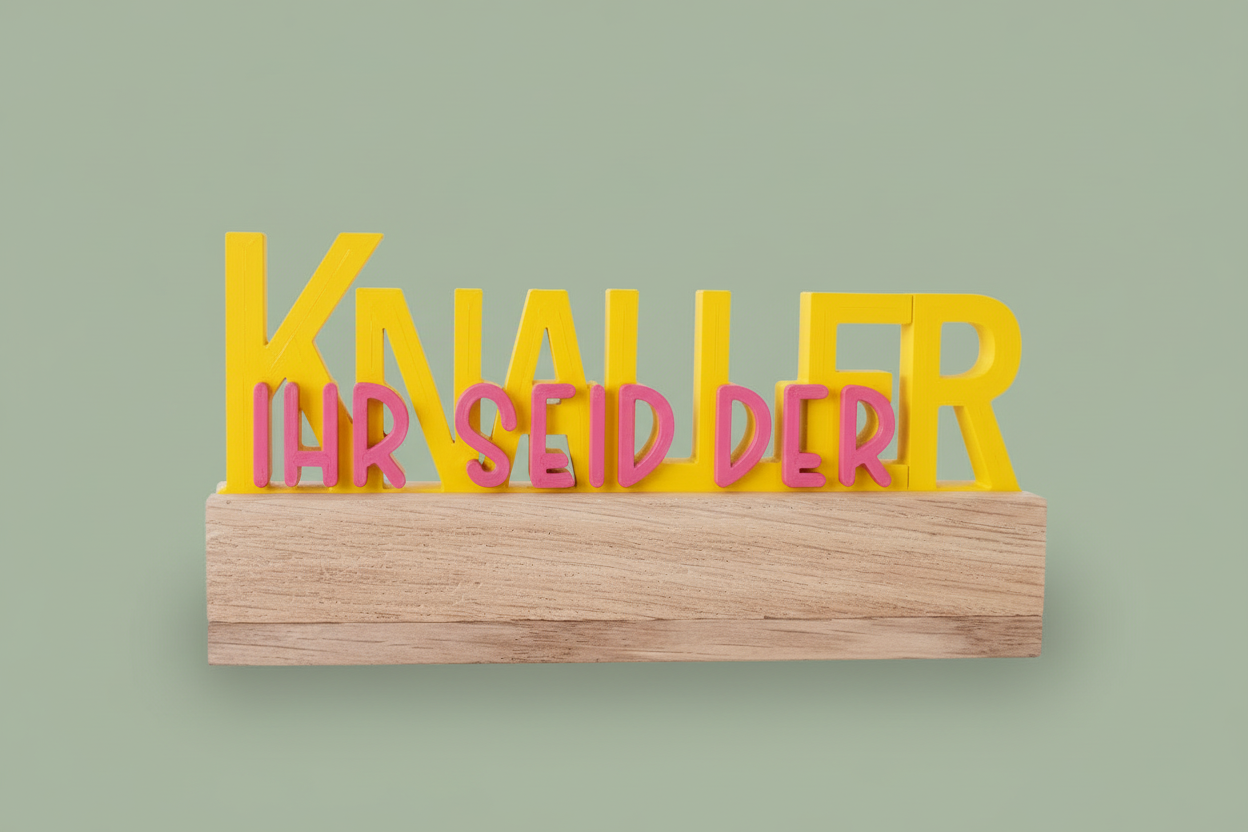 Klötzchenschriftzug Ihr seid der Knaller/ Du bist der Knaller