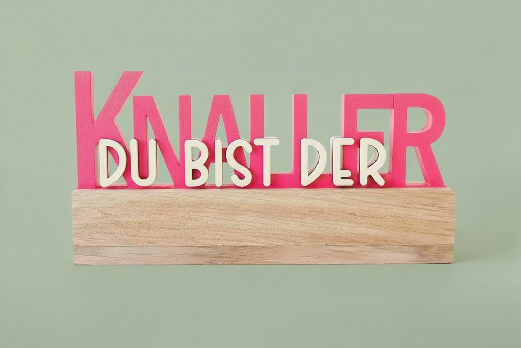 Klötzchenschriftzug Ihr seid der Knaller/ Du bist der Knaller