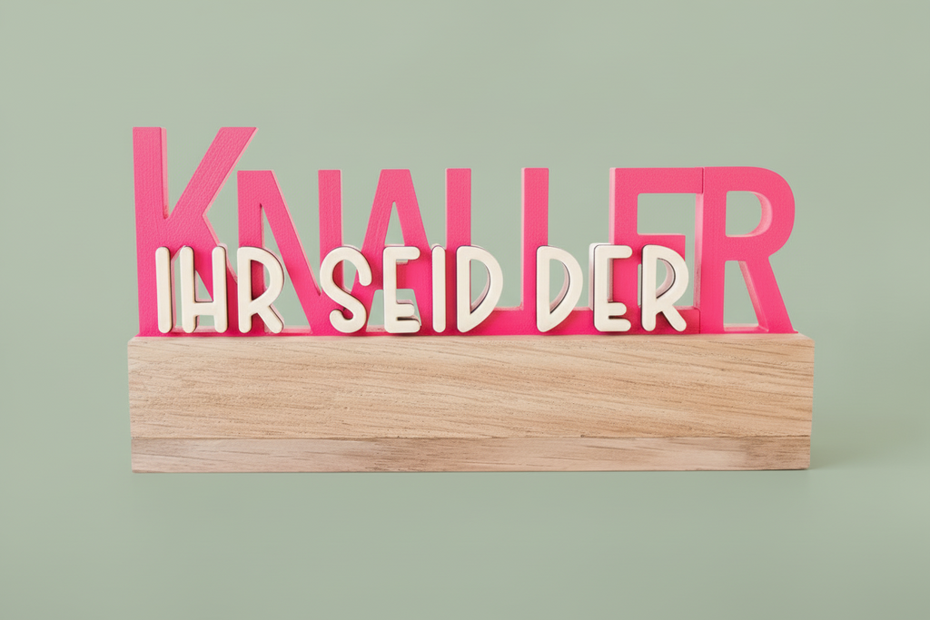 Klötzchenschriftzug Ihr seid der Knaller/ Du bist der Knaller